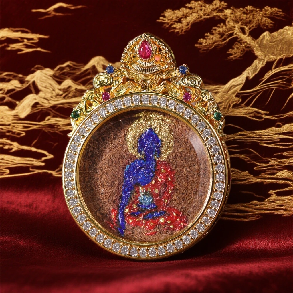 【嘉一昭愿】药师佛卡卡吊坠擦擦唐卡吊坠藏式小众饰品礼物推荐