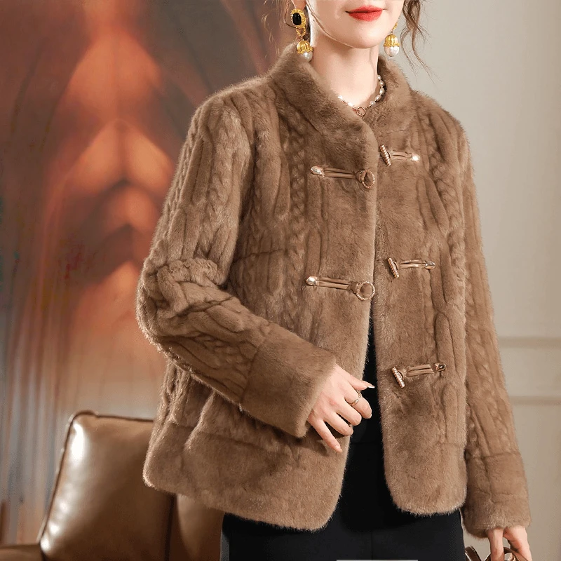 罗蒙新款妈妈秋冬装洋气保暖短外套女贵夫人阔太太时尚加厚上衣服