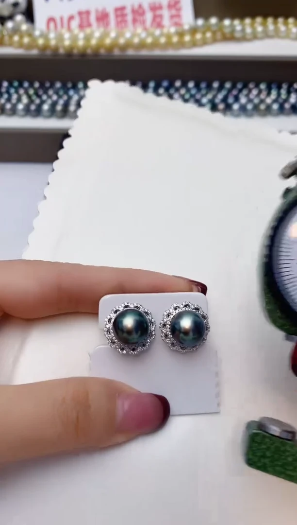 银S925镶嵌耳饰海水珍珠A26