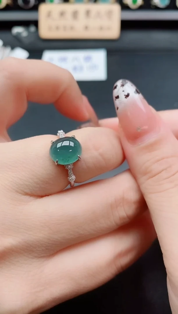 银S925镶嵌戒指翡翠1