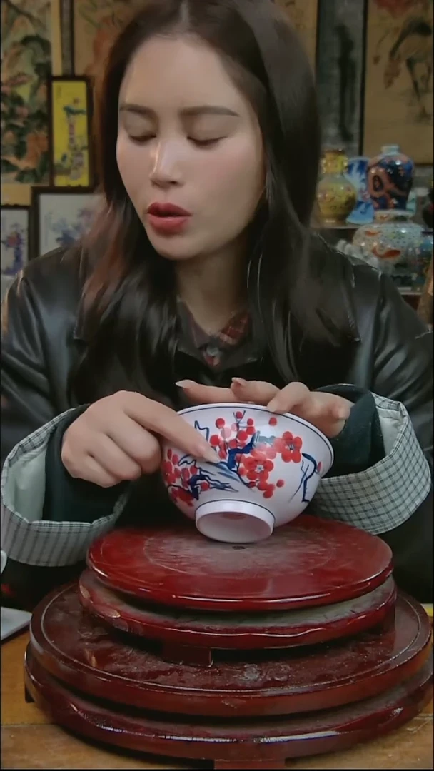 摆件陶稀土梅花米饭碗