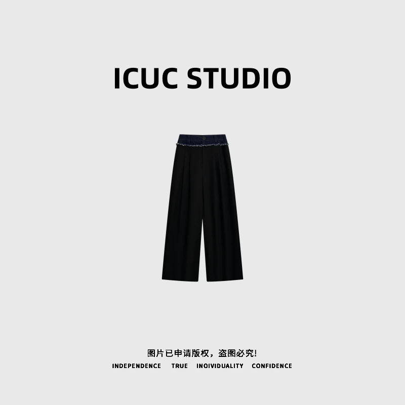 ICUC STUDIO-【南邮腰头拼接阔腿裤】夏季新款宽松百搭休闲裤5715