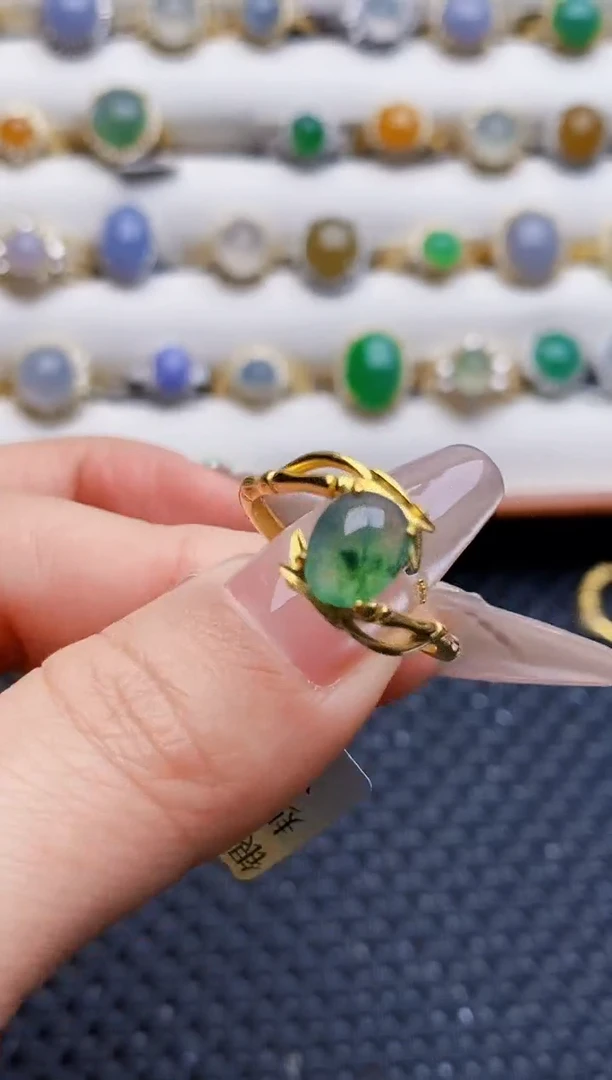 银S925镶嵌戒指翡翠7003