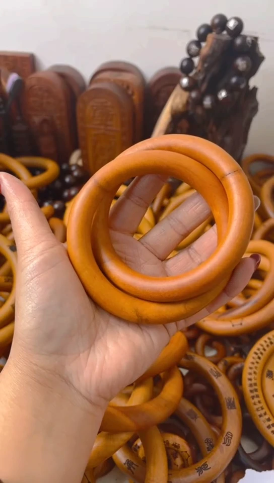 【闪购商品】枣木木雕乾坤圈微瑕70圈口一物一拍不退退货