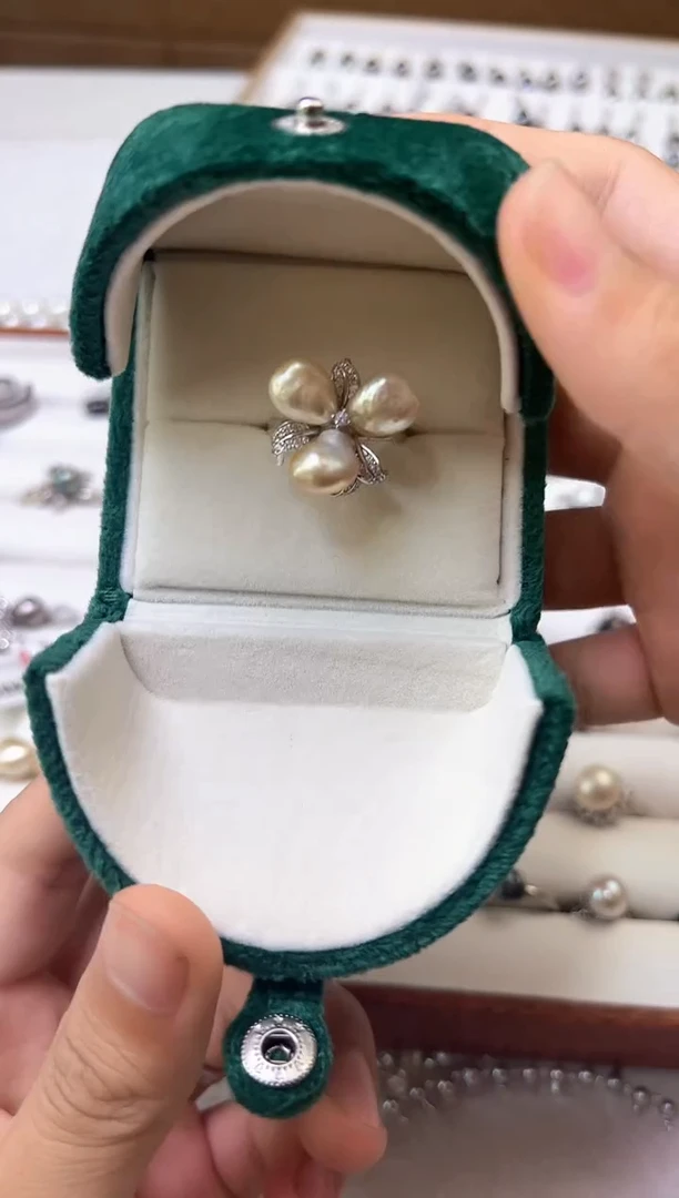 银S925镶嵌戒指海水珍珠珍珠