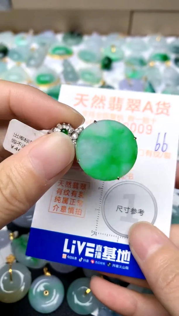 【闪购商品】翡翠颈饰18K金镶嵌66天然A货翡翠