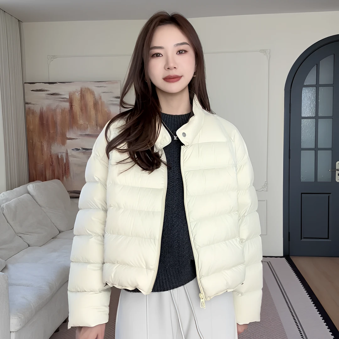 【余欢欢】冬季时尚韩系立领拼色短款羽绒服-YHW51170