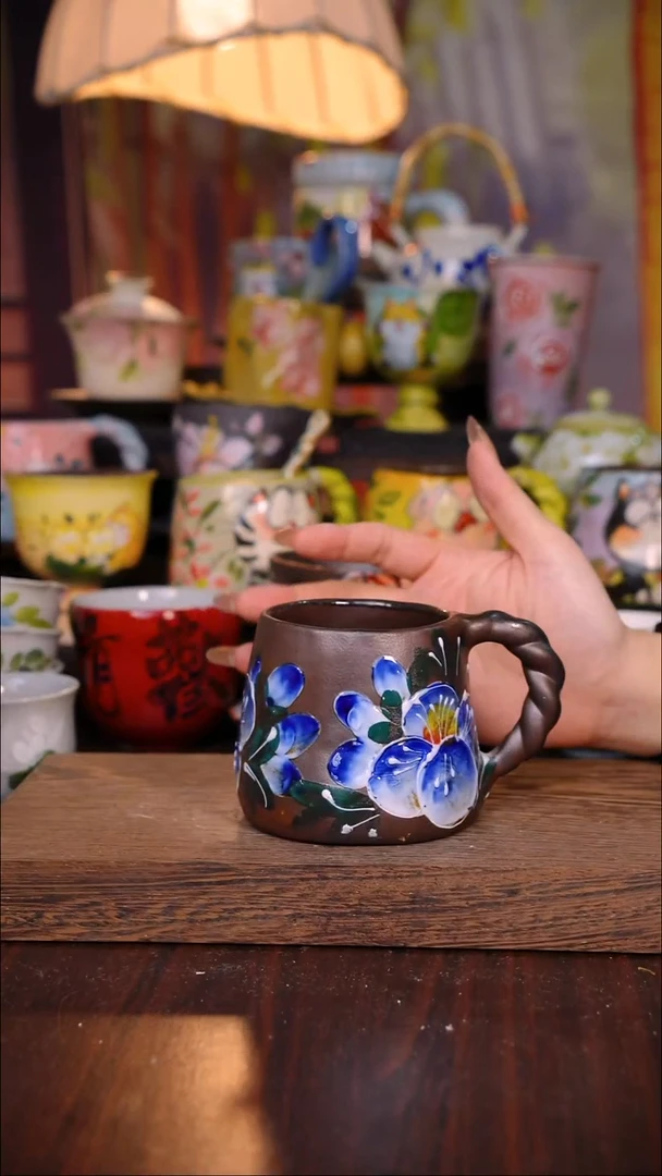 杯子陶泥垚手作 景德镇手工手绘陶瓷器物