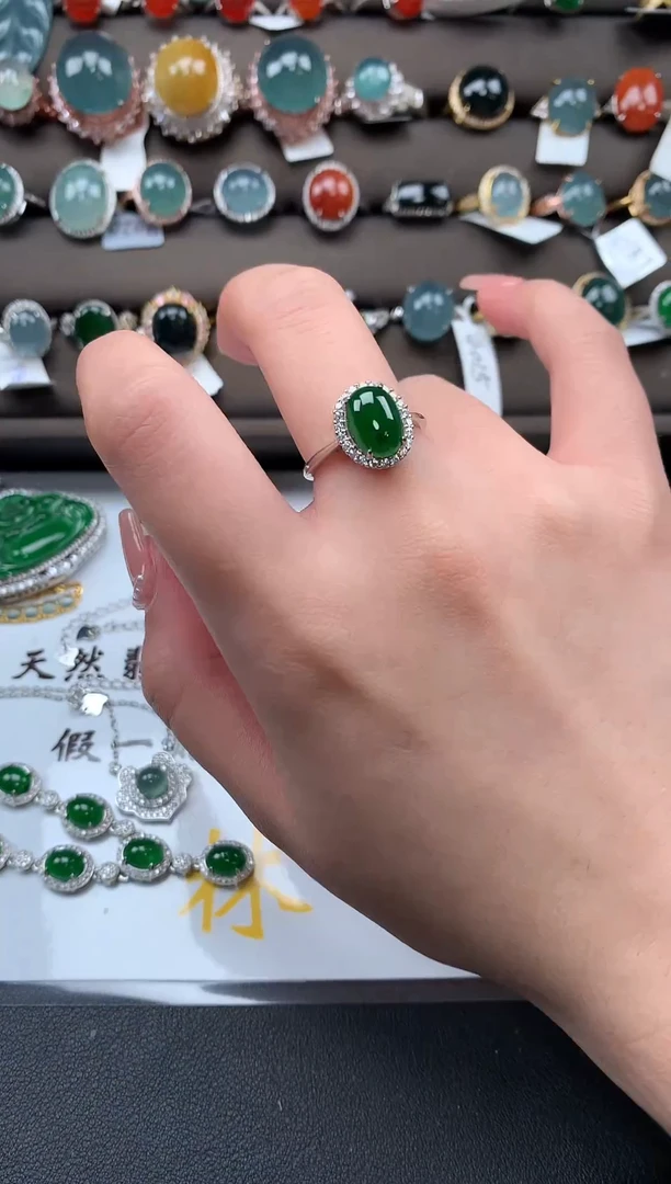 【闪购商品】翡翠戒指银S925镶嵌521412