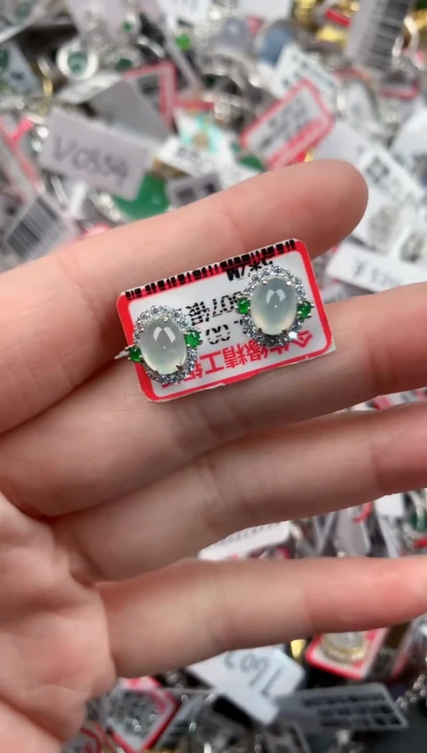 银S925镶嵌戒指翡翠10-10-10    1