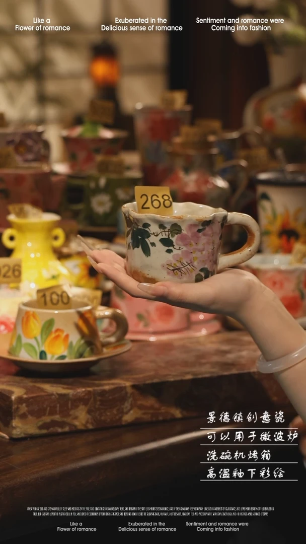 陶瓷268景德镇高温手绘釉下彩设计师款式