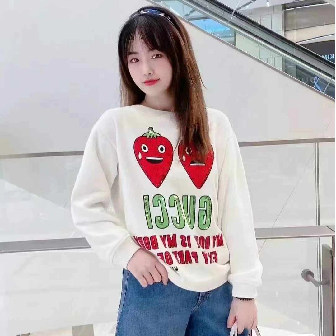 【香港直邮】GUCCI古驰 字母Logo印花圆领长袖卫衣女款米白色693363