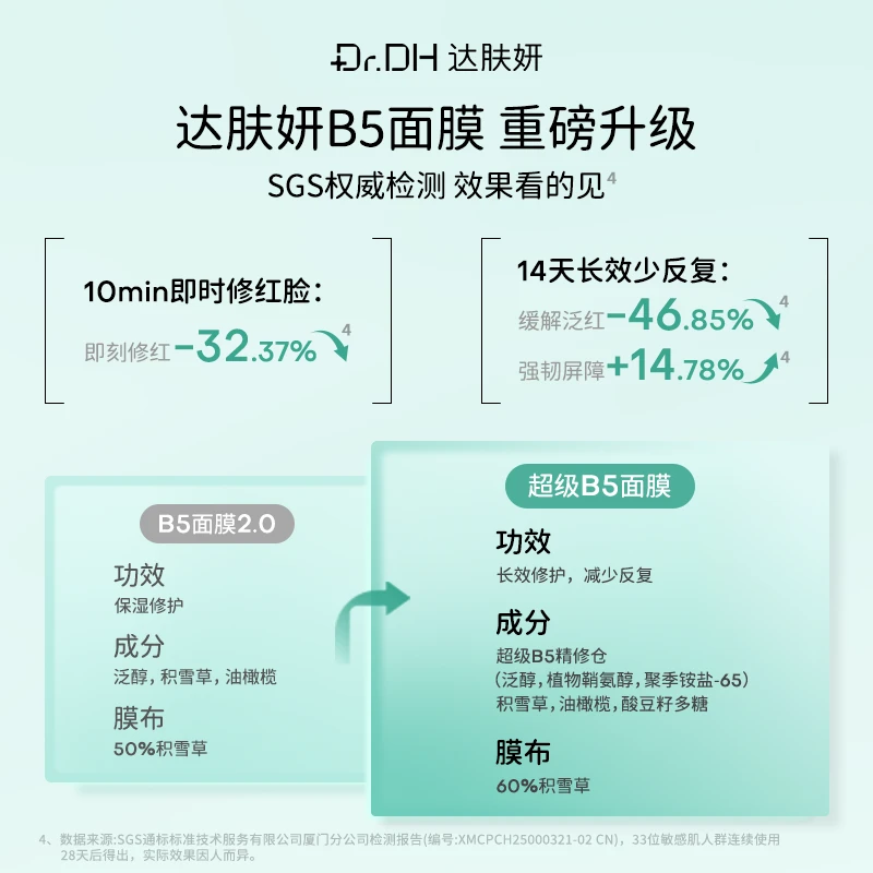 达肤妍超级B5面膜舒缓修护补水保湿温和护肤面膜