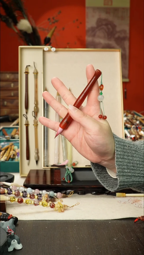 29号孤品高货毛笔链接 清水试笔 蘸墨不退