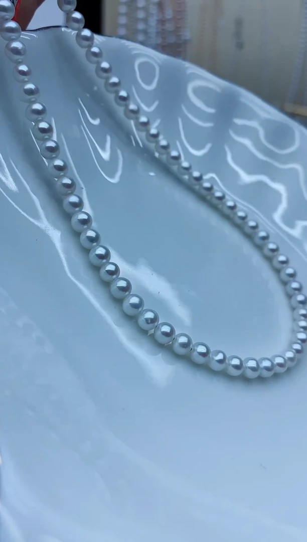 项链银S925镶嵌淡水珍珠项链