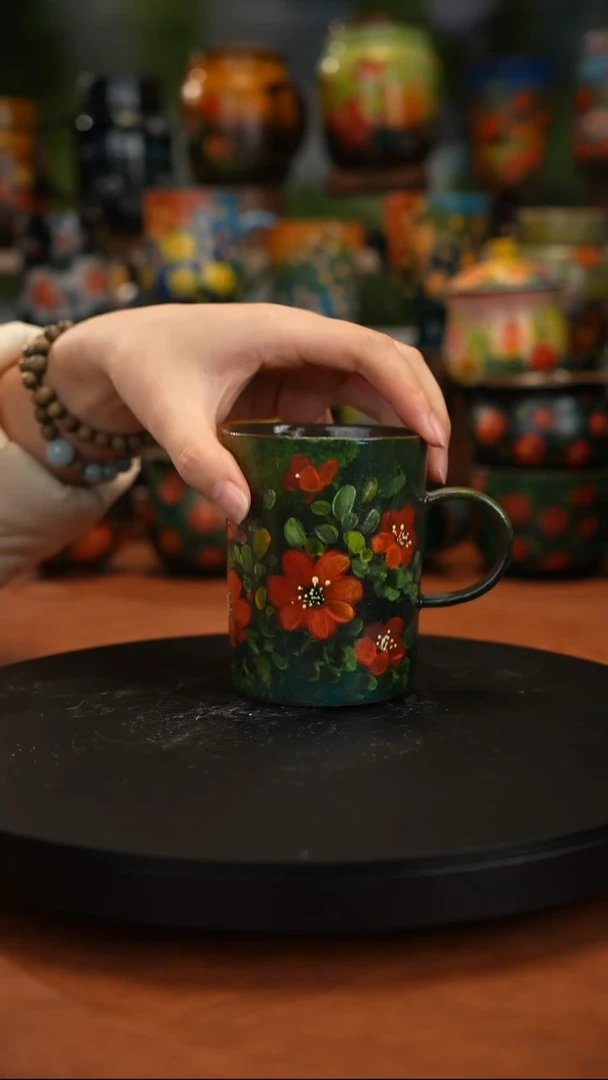 紫砂油画手绘釉下彩