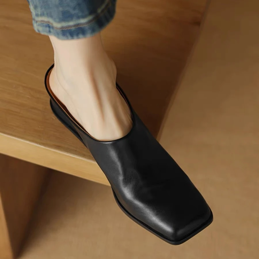 羊皮断码清仓真皮包头拖鞋女平底2025夏季软底外穿复古凉拖仙女风