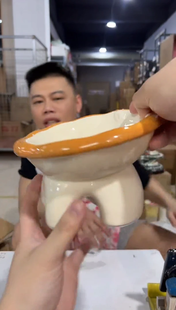 瓷片大号狮子猫碗 陶瓷