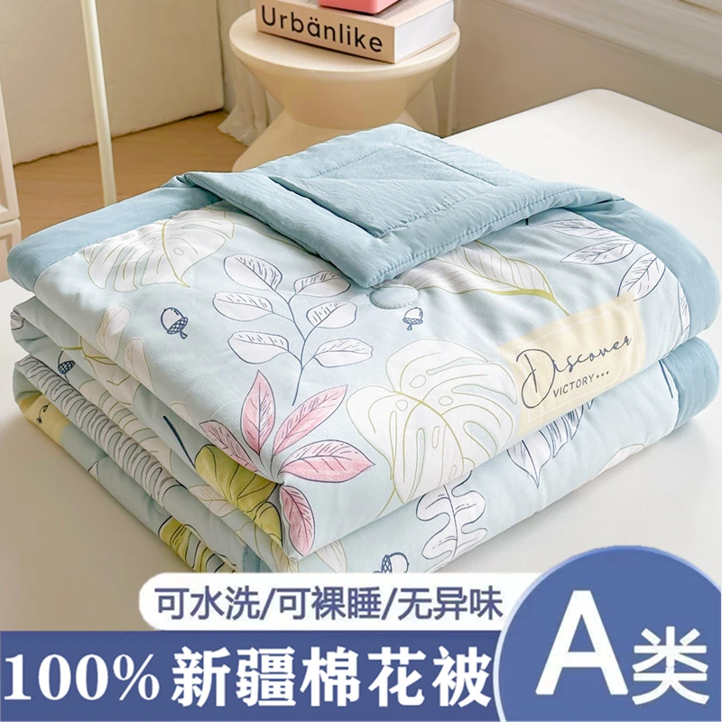 100%新疆棉花被A类色织水外全棉春秋被被子被芯四季空调被春秋被