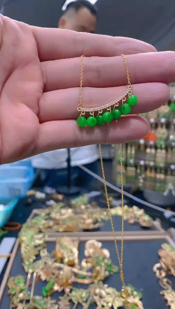 【闪购商品】翡翠耳饰合金143翡翠锁骨链
