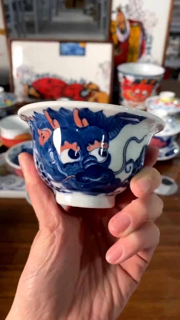 【闪购商品】龙纹压手杯景德镇昨明陶瓷