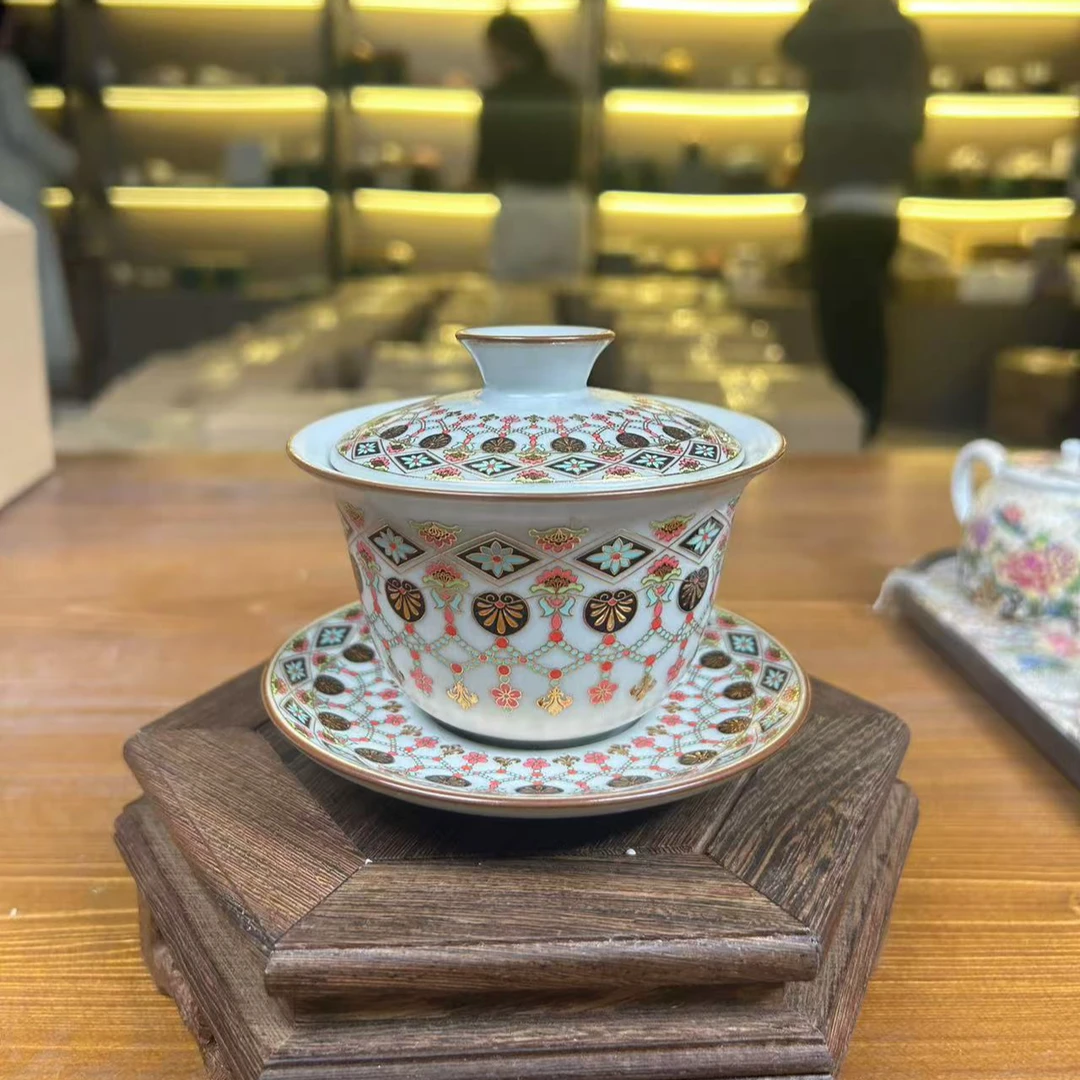 珠光宝气三才盖碗