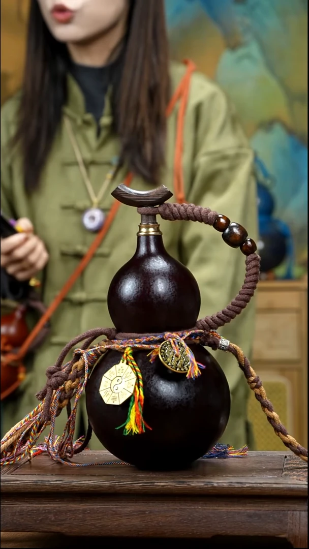 YE081精品藏绳款天然酒葫芦（一物一拍）+原色小手捏