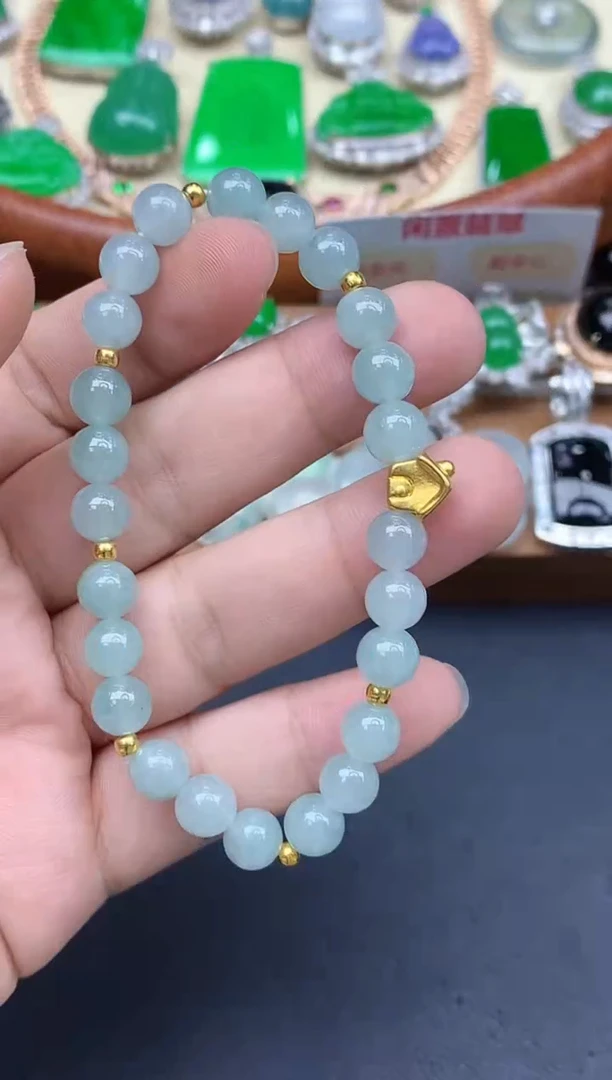 足金镶嵌手链翡翠95-中国好珍宝