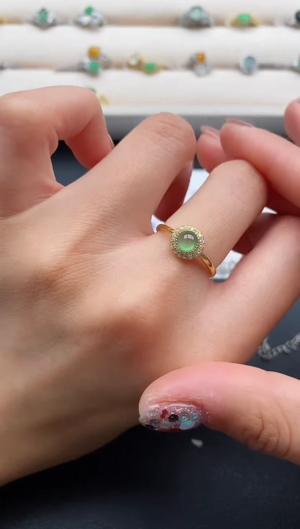 银S925镶嵌戒指翡翠22222222+10