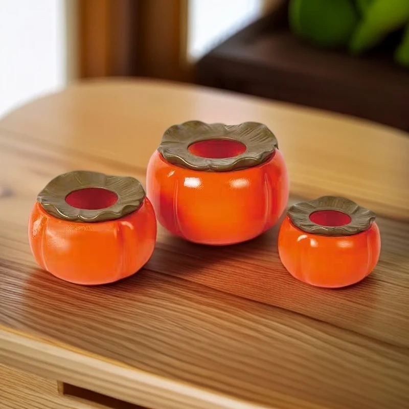 禄根水培盆柿形花盆桌面摆设柿士同音士官禄俸禄还有事事如意吉祥