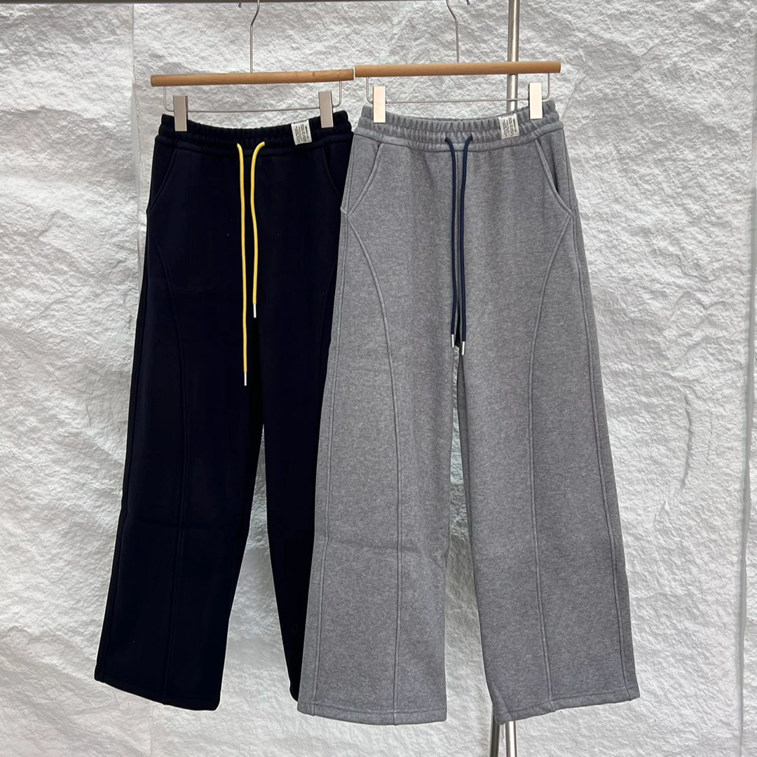 冬款加绒高弹休闲裤高腰直筒裤抽绳宽松针织显瘦985