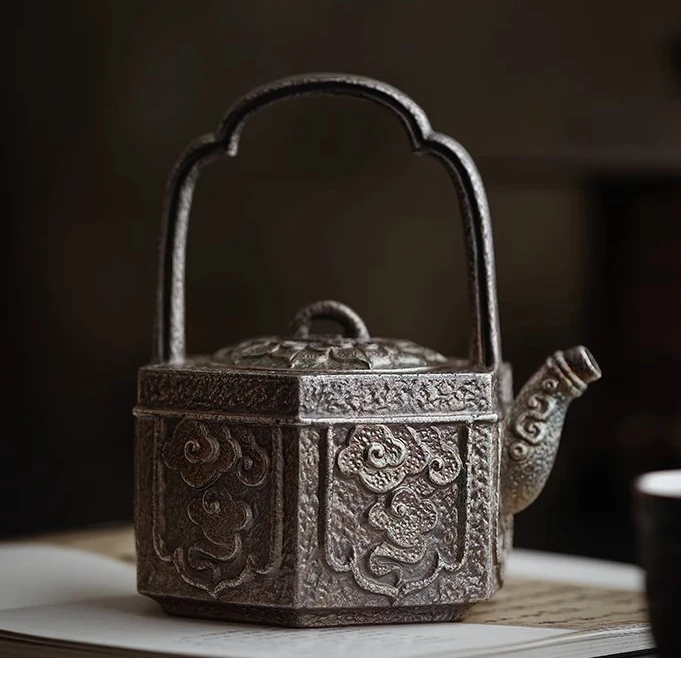 仿古鎏银提梁壶高档泡茶壶煮茶壶送长辈领导客户父亲老师生日礼物