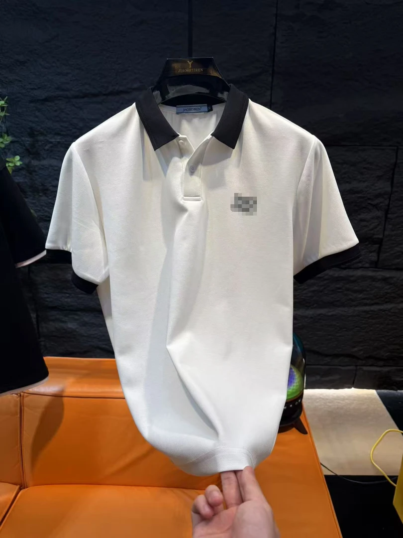 258502P夏季天丝冰感时尚百搭字母刺绣Polo短袖