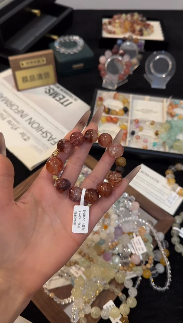 合金手链水晶红胶花x2951