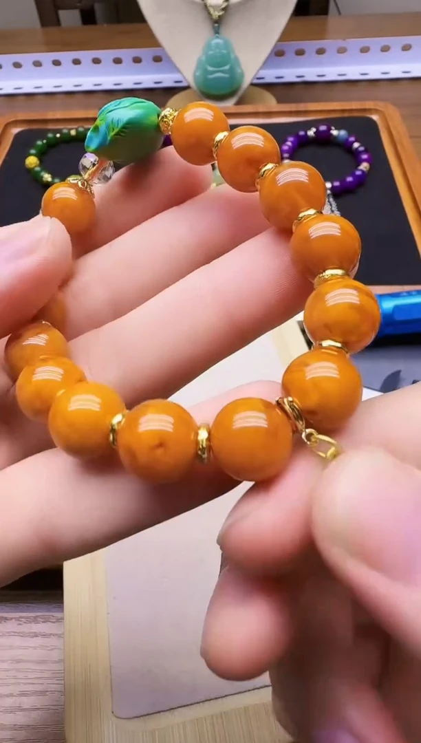 手链蜜蜡14K金镶嵌S198