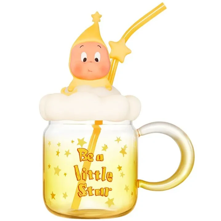 【现货】我们都是星星人系列吸管杯玻璃带把手