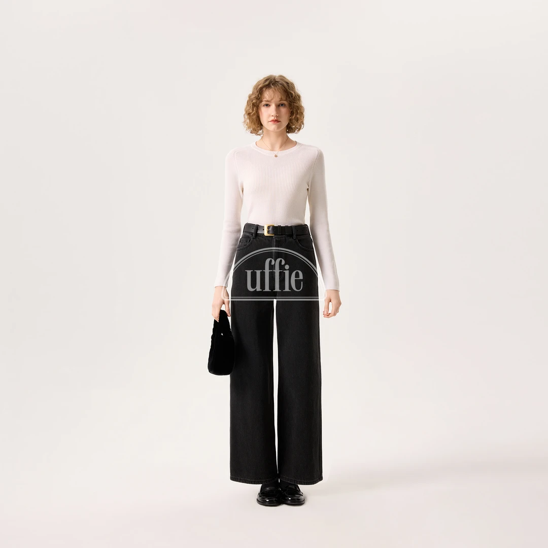 UFFIE雾灰斜纹直筒牛仔裤