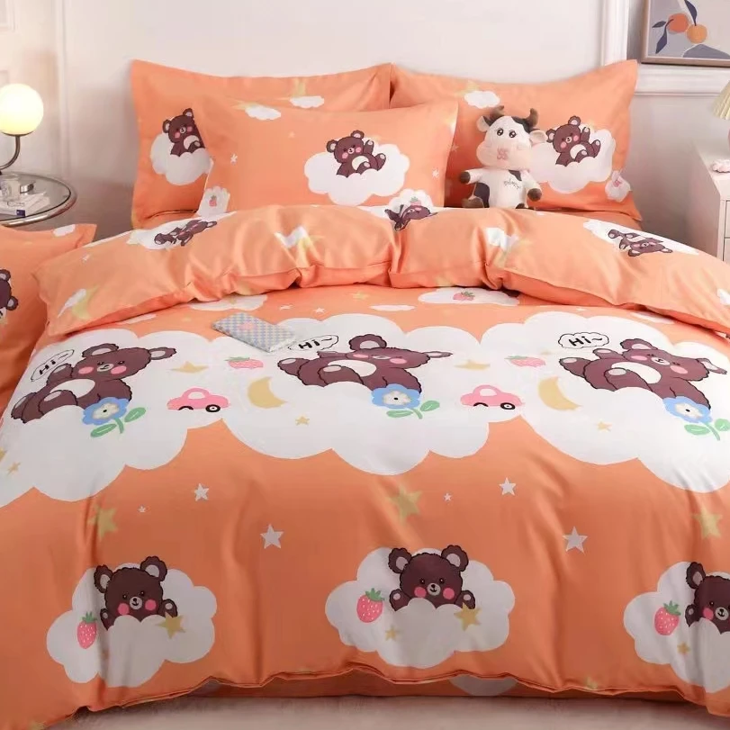 高支高密精梳斜纹面料双人床单【趣味熊】230*230（±5）