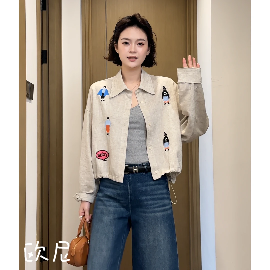 欧尼私服 2025春款卡通动漫印花翻领百搭休闲衬衫上衣2503C1013