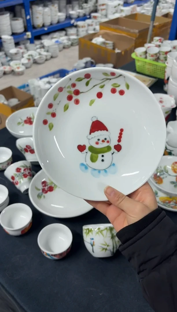 景德镇高温陶瓷食品级手绘釉中彩-浅盘