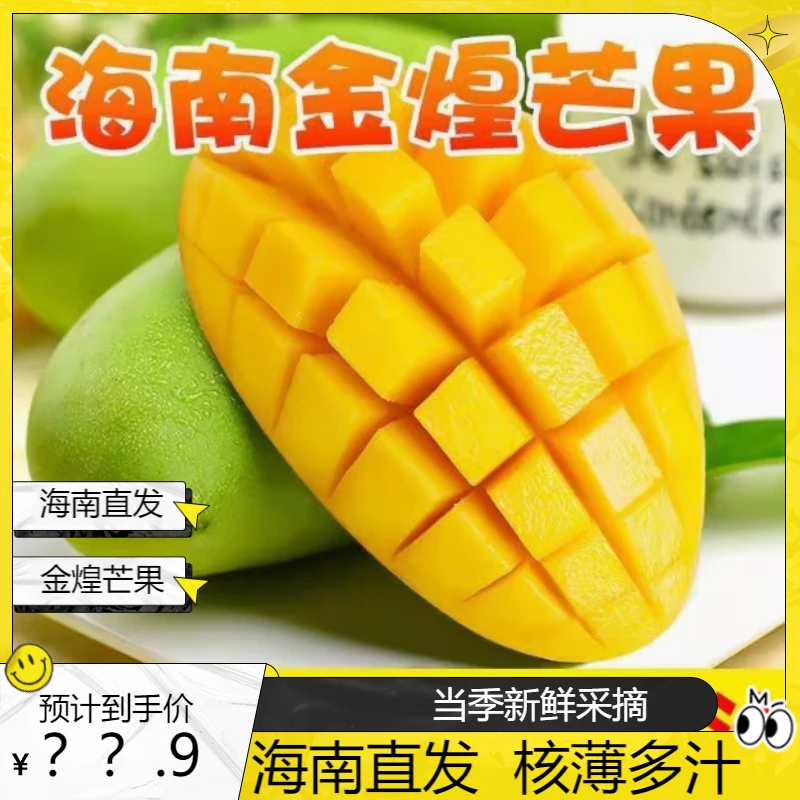 海南金煌芒果大芒果当季热带新鲜水果纸核超甜包邮A