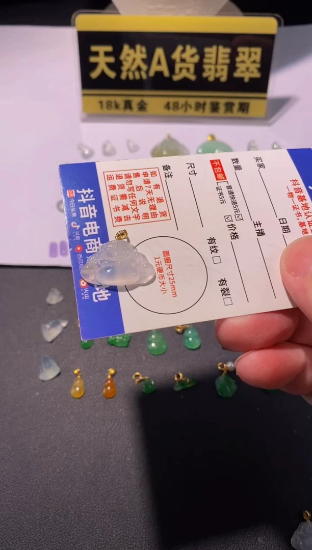 颈饰18K金镶嵌翡翠天然A货翡翠