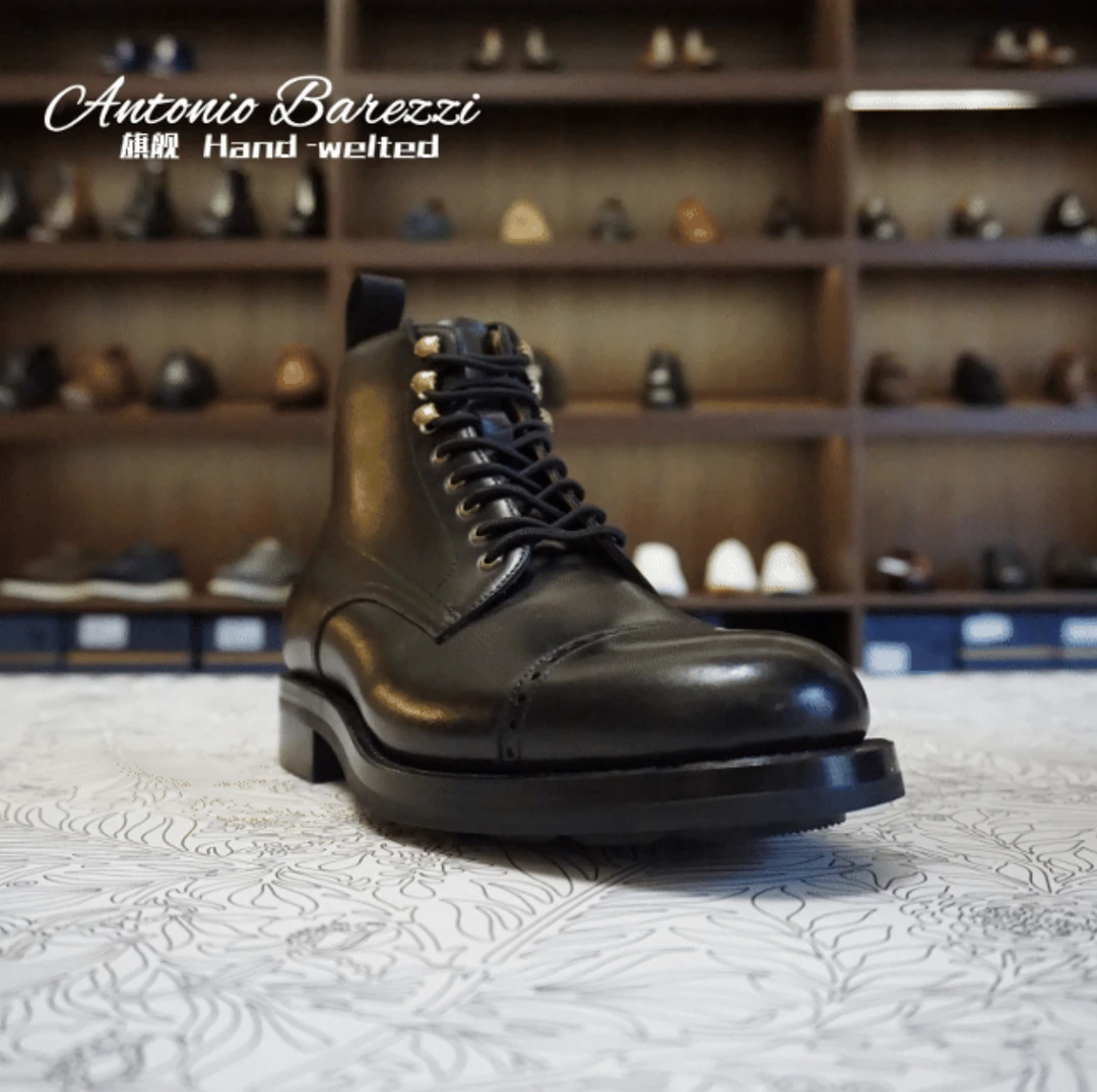 antonio barezzi2024年秋冬新款男士硬汉风格美式复古工装伞兵靴