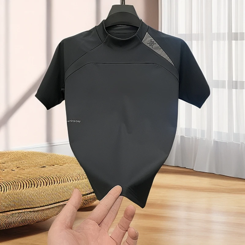 501流行男款上新男装春款潮牌休闲户外卫衣打底衫半高领短袖T恤