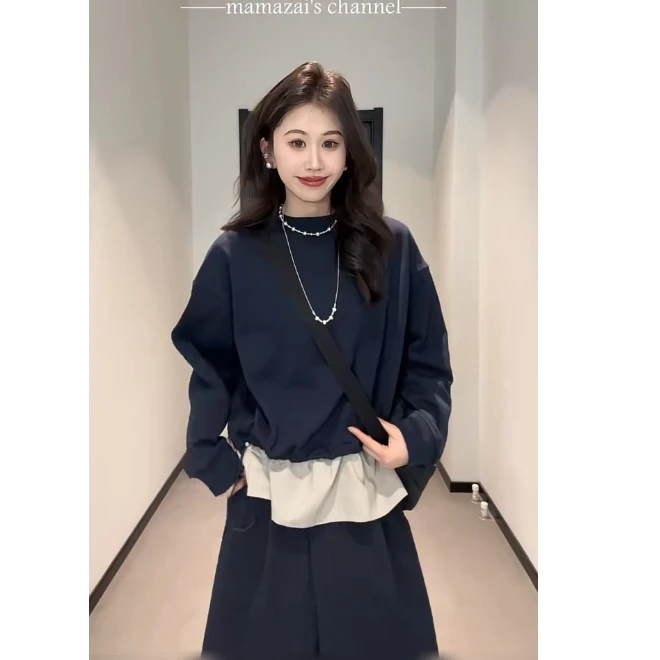 JIUJIU【心动赴约】纯棉圆领百搭小众精致显瘦短款卫衣休闲时尚