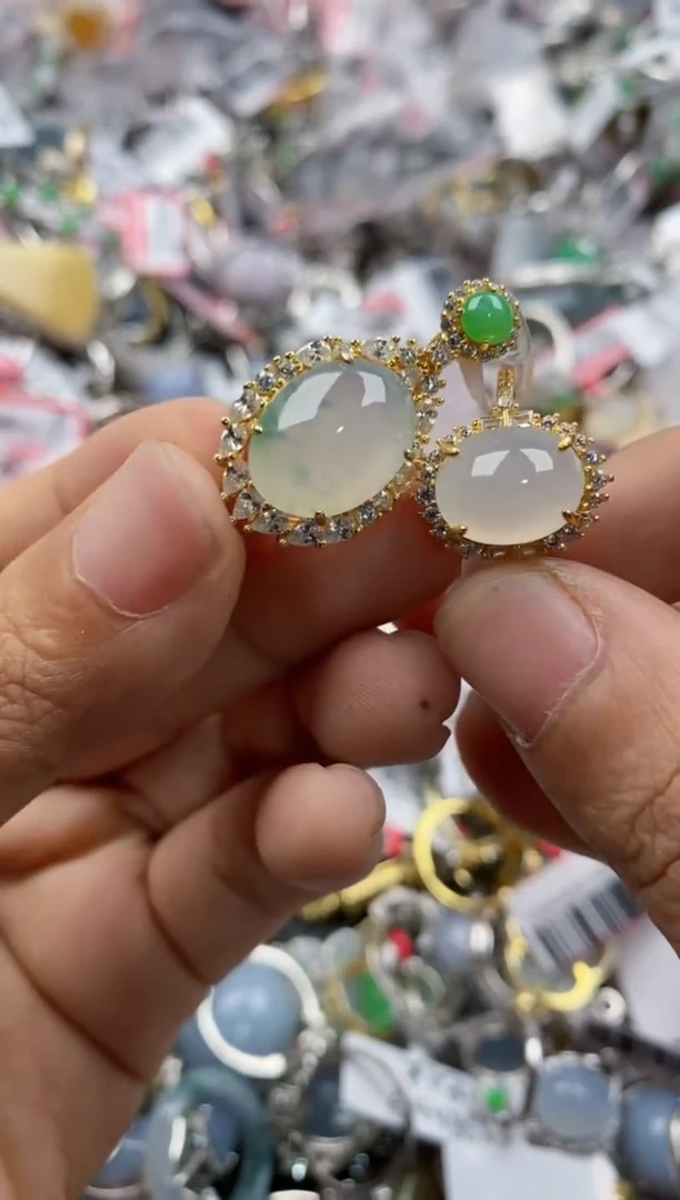 银S925镶嵌戒指翡翠222              3