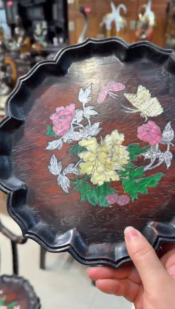 木紫檀牡丹花圆盘98.888888888888888