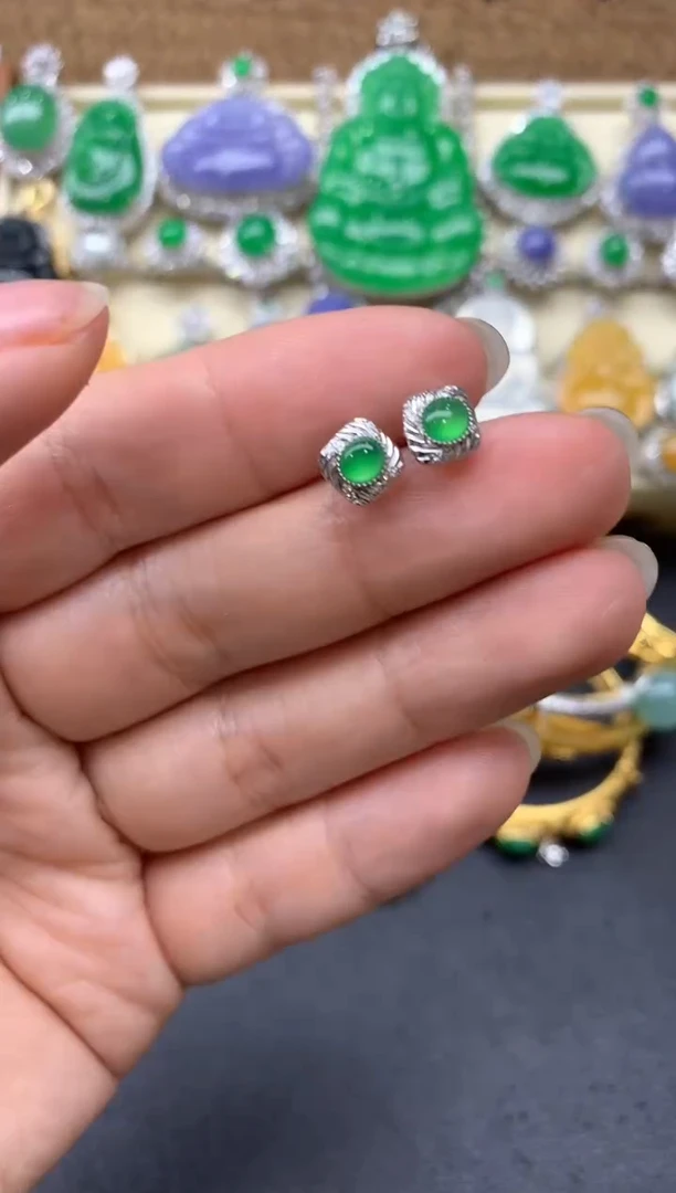 【闪购商品】翡翠耳饰18K金镶嵌178-中国好珍宝