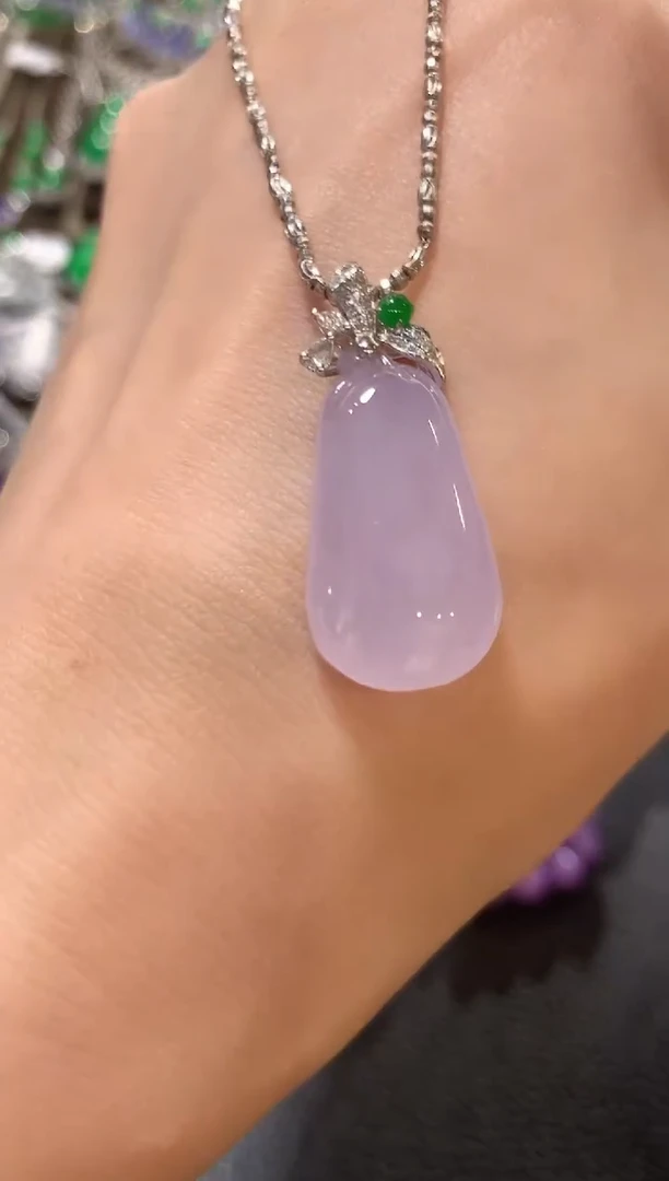 吊坠(不含链)18K金镶嵌翡翠m1 紫色有色差