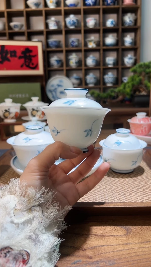 【闪购商品】100cc玉兰花小二才盖碗       